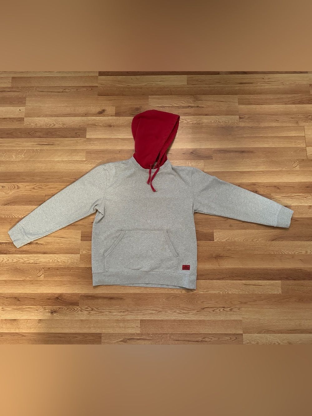 H&M Gray Hoodie with Red Hood and Drawstrings